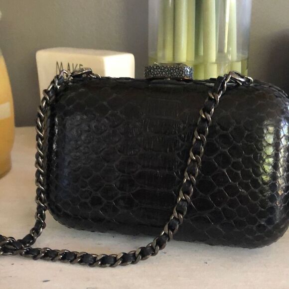 Jennifer Mak Luxury One of a kind handbag snake skin Swarovski crystal ￼ - Picture 1 of 10